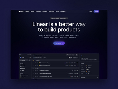 Recreating the Linear landing page ui