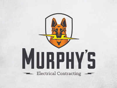 Murphy's Logo branding dog electricity identity lightning logo