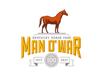 Man o' War 100 Logo badge horse icon illustration logo thoroughbred