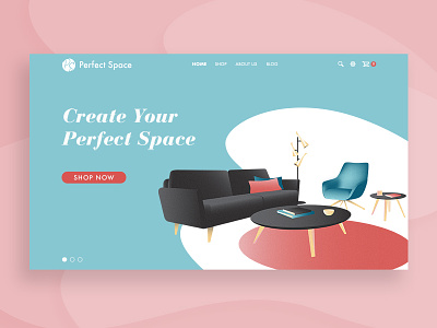 Perfect Space – Homepage concept branding design furniture illustration mid century modern ui ux web design webdesign website design