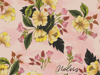Yellow Floral pattern artist botanical botanical illustration commissions fabric designer fashion textile freelance illustration hand drawing marker art markers pink and yellow pink botanicals pink floral pink flowers prismacolor seamless pattern surface design textile designer yellow blossoms yellow flowers