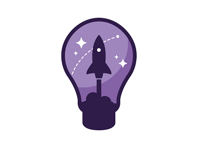 LifeLaunch flat illustration light bulb logo rocket