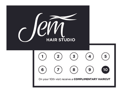 Jem Card black and white hair salon loyalty card
