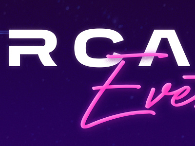 Arcade Events 80s style branding design neon photoshop typography wordmark