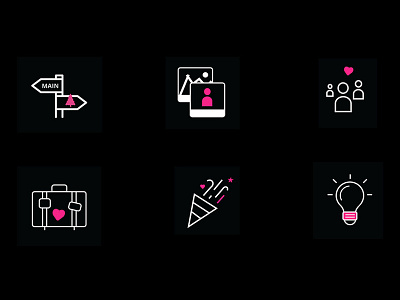 Instagram Highlight Icons for CivicBrand black highlight icon set icons instragram lightbulb party icon photo icon pink travel icons