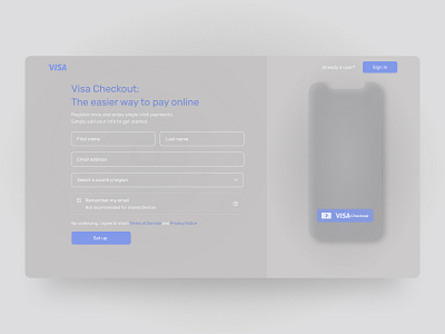 VISA Checkout Sign Up Page create account registration form sign up sign up form ui ui design visa visa checkout web design