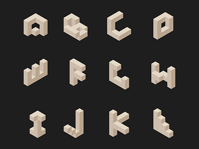 CUBE FUN BLACK AND WHITE alphabet code cube font processing typography