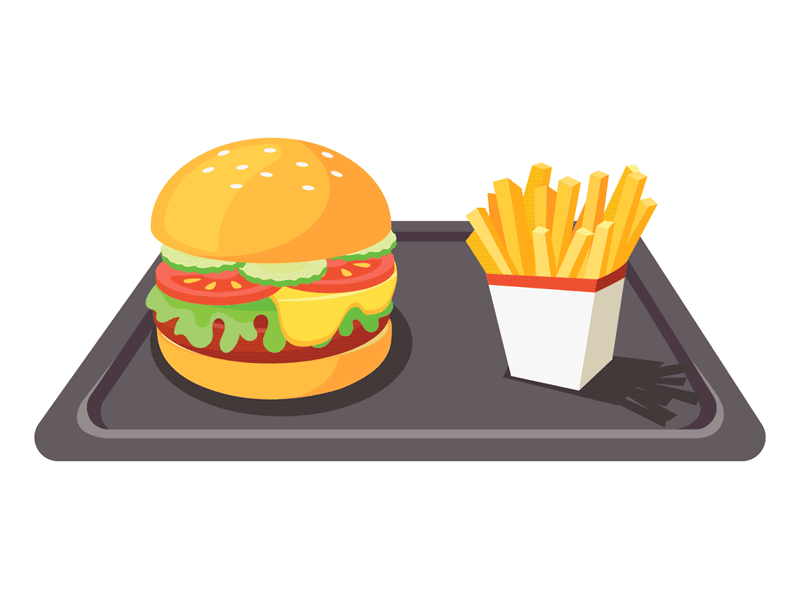 Burger Dribbble burger eat food fries gif illustration lunch time