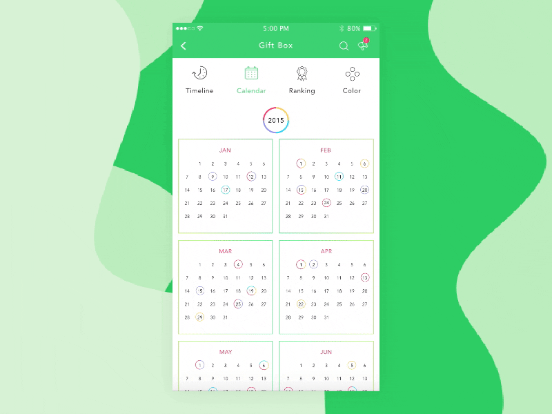 Calendar app calendar collection date history ios memory mobile ui ux