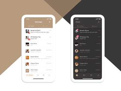 message color exploration - Gold app chat color dark design gold message mobile product product design theme ui ux