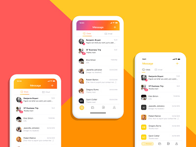 message color exploration - warm color chat color concept ios ios app message mobile orange product design red ui uiux yellow