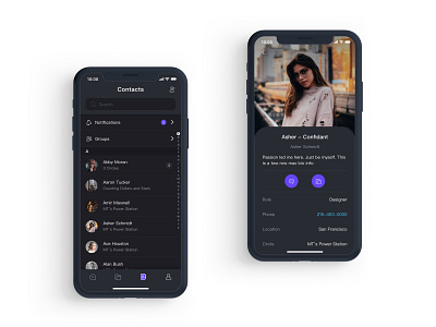 Contacts app contact contacts friends list mobile product design profile ui uiux