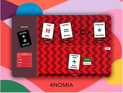 4NOMIA - An Multiplayer Card Game card clean colorful create creative custom design fun game happy multiplayer online ui web