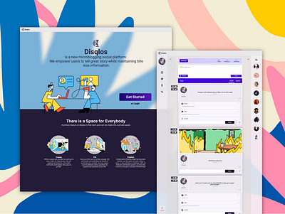 Disqlos - A New Microblogging Platform blog clean colorful creative designweb fun happy modern purple social media social platform trusted ui web