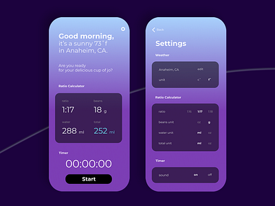 A concept pour-over coffee app app application concept mobile timer user interface