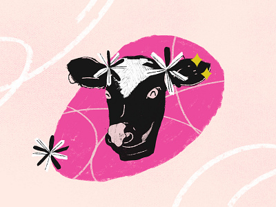 Cute Cow / Becerrita. animal bright color caribbeanartist character cow flowers illustration vaca