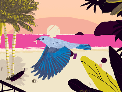 Sully / Azulejo índigo bird bird illustration blue bright color caribbean illustration indigo palms venezuela