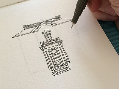 Rengstorff House draw house ink pencil sketch sketchbook