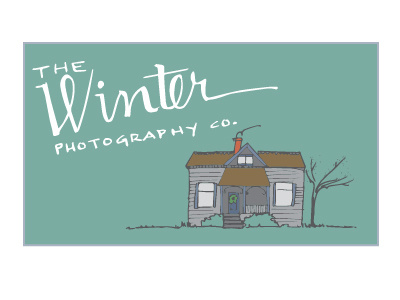 Winter Photography Co. business business card drawing hand lettering house illustration logo tree