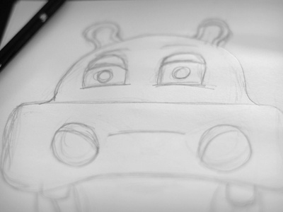 Early Hippo Sketch character drawing pencil and paper sketch