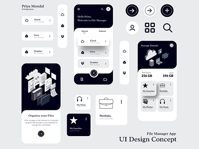 File Manager App UI Design Concept android appdesign appui branding dribble shot file filemanagerapp freelance freelanceuiuxdesigner ios materialisticui monochrome ui uiprinciples uiux userexperience userinterface websitedesign