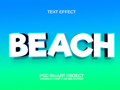 3D Text Effect With Photoshop Smart Object. Beach Text Effect 3d 3d text branding creative logo design illustration text effect