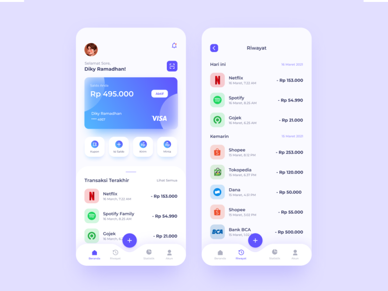 Money Wallet Mobile App by Diky Ramadhan on Dribbble