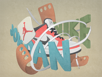 Nike Air Jordan Vintage illustration jordan nike photosop shoe vintage