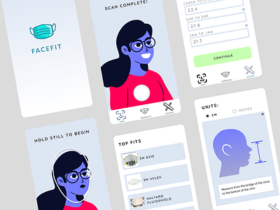 Facefit - Respirator recommender app branding design figma mask mobile app ui ux ux exercise