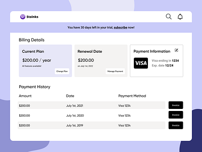 Billing/Payment Structure app branding figma finance ui ux ux exercise