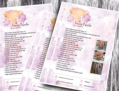 Watercolor Flyer made for nail Art business