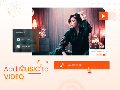 Add Music to Video -UI app banner design graphic design typography ui ux