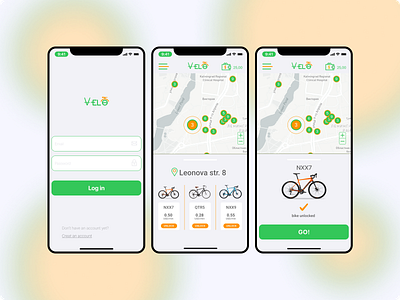 Bicycle rent "VELO" app design figma ui ux web