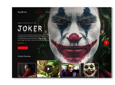 Movie streaming website dailyui homepagedesign joker landing page minimal mobile movie uidesign uiux uxdesign website website design