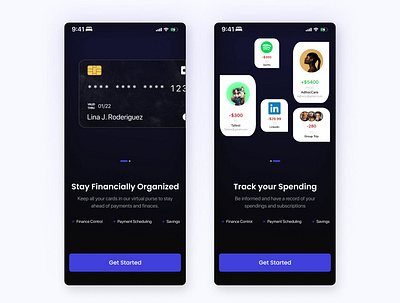 Financial App Onboarding cards design financeapp fintechapp landingpage mobile payment subscription uiux