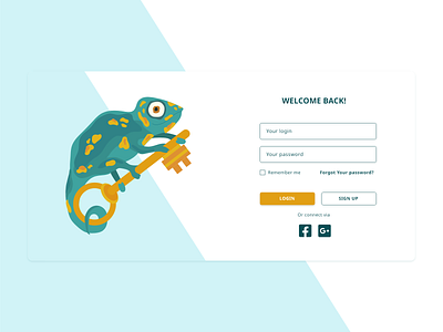 Login page chameleon illustraion login login page sign up turquoise uidesign vector illustration vectorart webdesign