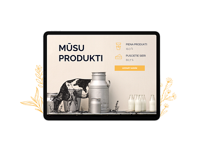 Product overview page call to action collage cow cta design floral illustration ipad milk milkproducts minimalist nature product page product view ui webdesign