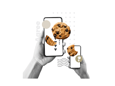 Digital collage - cookie consent banner collage cookies creative digital collage gdpr graphic design illustration mobile phone mockup web design