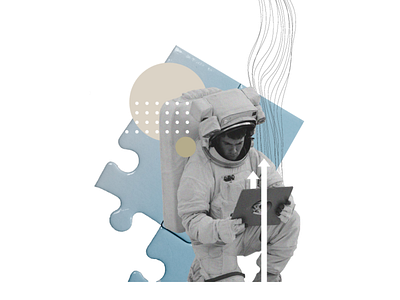 Digital collage - astronaut abstract collage creative digital collage graphic design greyscale illustration photomanipulation photoshop puzzle ui design