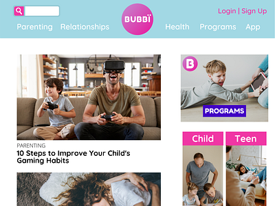 Bubbi - Parenting Website branding design ui ux web web design website