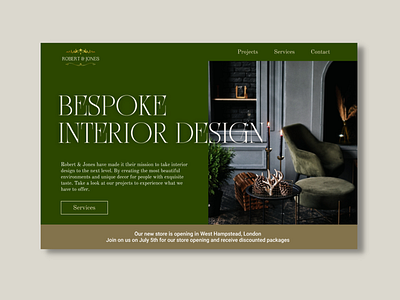 Robert & Jones - Interior Design Website design interior design landing page product design web design website