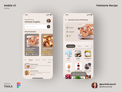 Pattiserie Recipe app art design icon illustration mobile mobileapplication ui ux