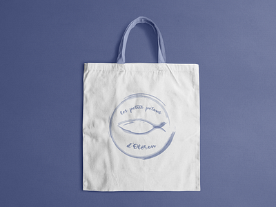 Les petits petons d'Oléron baby bag branding canvas fish icon illustration illustrator island kids logo minimal oleron totebag watercolor