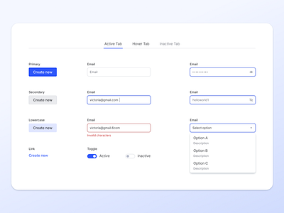 UI elements - Input - Tabs - Buttons by Victoria Lukyanova on Dribbble