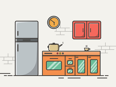 Kitchen room illustration design