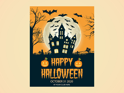 Halloween party poster template design | Halloween banner for pr