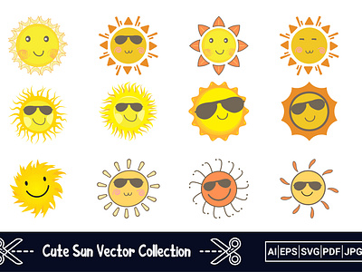 Cute Sun Vector Bundle background cute sun vector bundle graphic design illustration sun