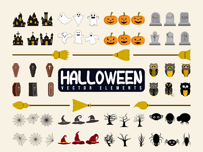 Halloween elements Vector Bundle