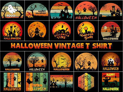 Halloween Vintage T-shirt Design banner black spider illustration scary