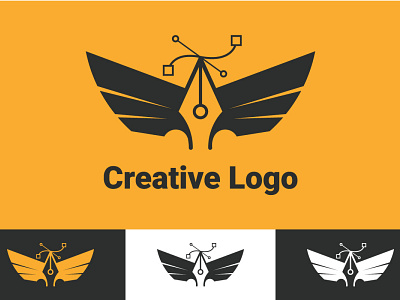 Designer Pen Tool with Wing Vector Logo art autumn background banner bat black spider design illustration logo ui